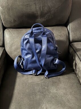 JustFab Navy Blue Leather Backpack